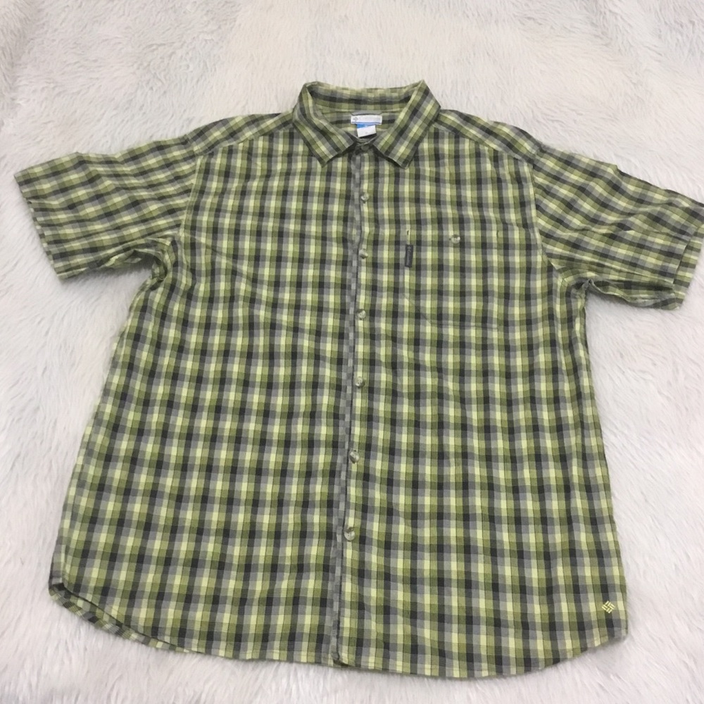 Columbia men’s green plaid short sleeve lightweight button down shirt si…